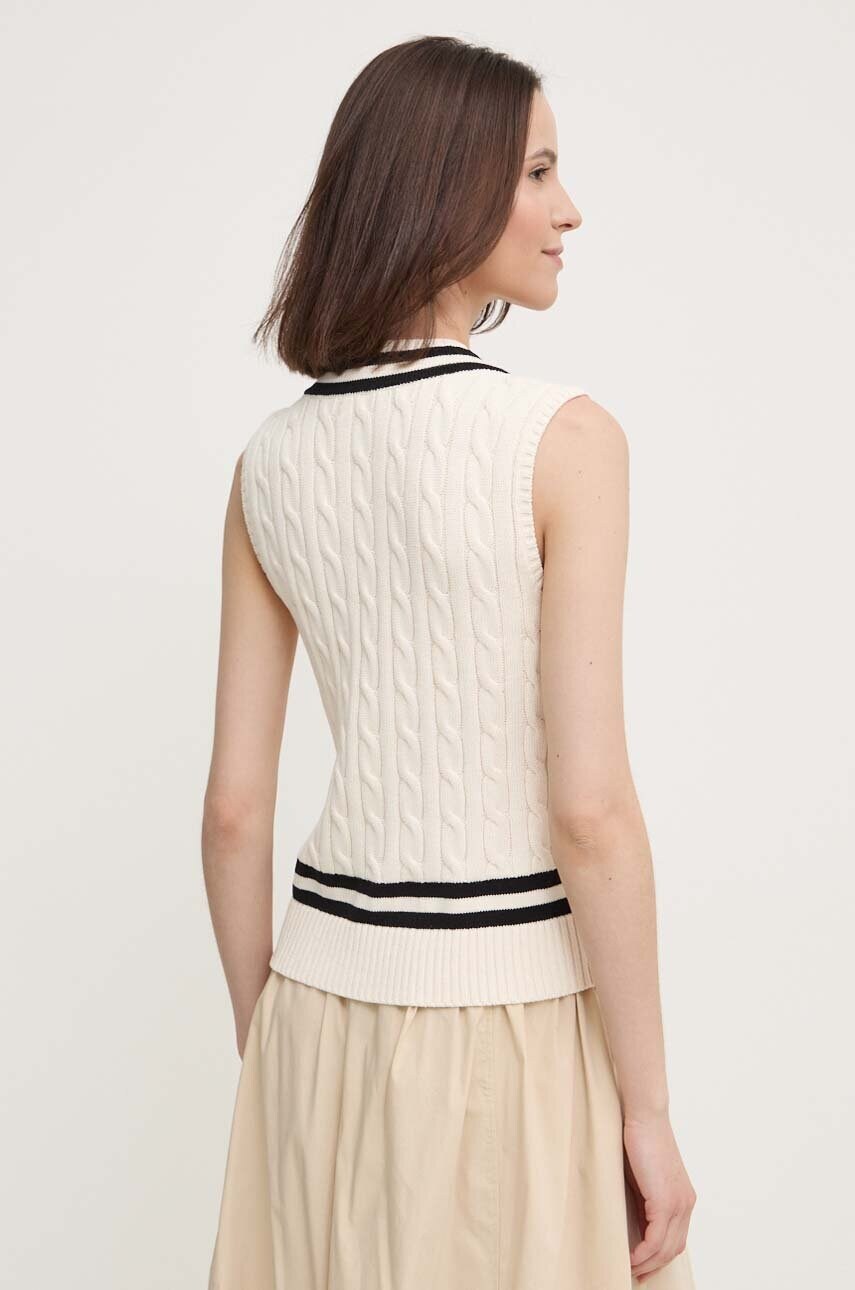 Bavlněná vesta Lauren Ralph Lauren béžová barva, 200933250