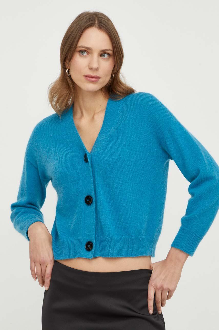 Weekend Max Mara cardigan din amestec de lana culoarea turcoaz, light