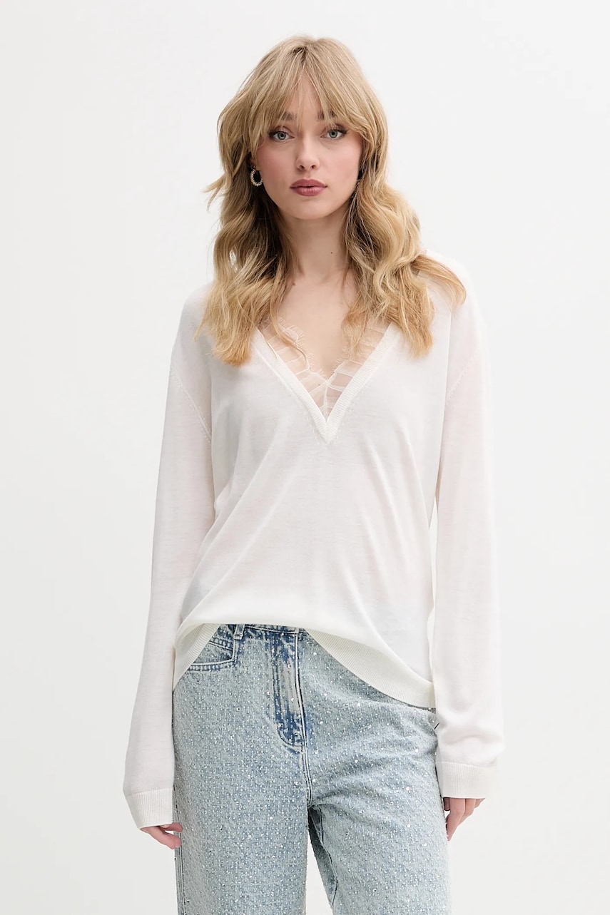 IRO pulover de lana culoarea negru, light