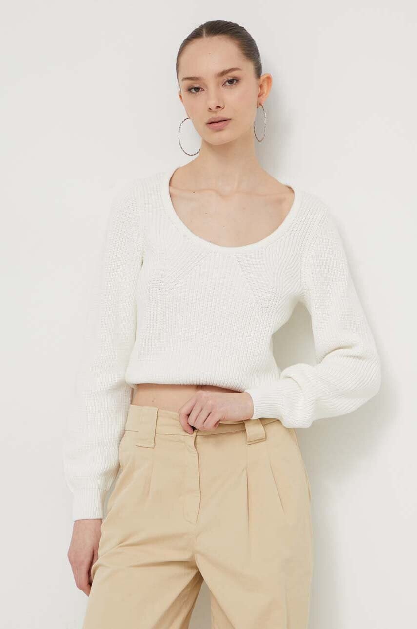 HUGO pulover de bumbac culoarea bej, cu turtleneck 50514270