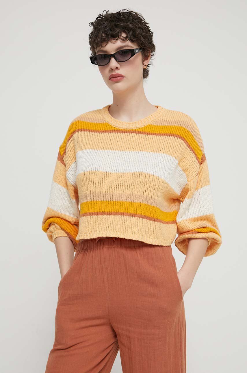 Billabong pulover Sol Time femei, culoarea galben, ABJSW00269