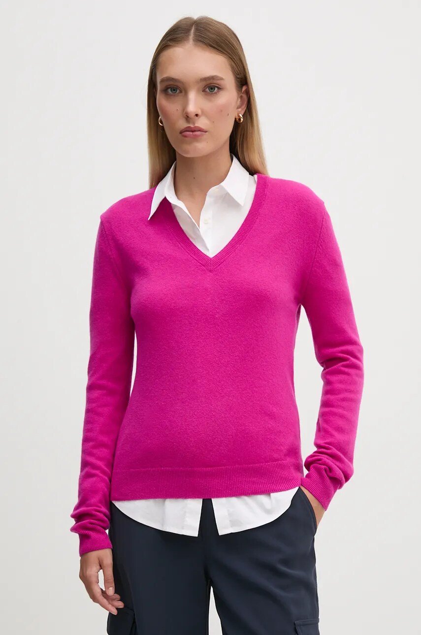 United Colors of Benetton pulover de lana femei, culoarea roz, light