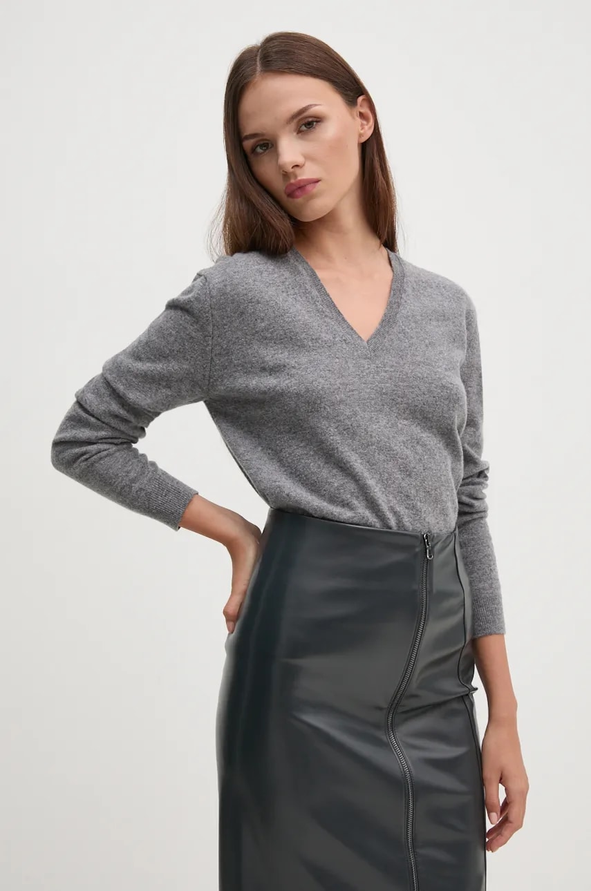 United Colors of Benetton pulover de lana femei, culoarea gri, light