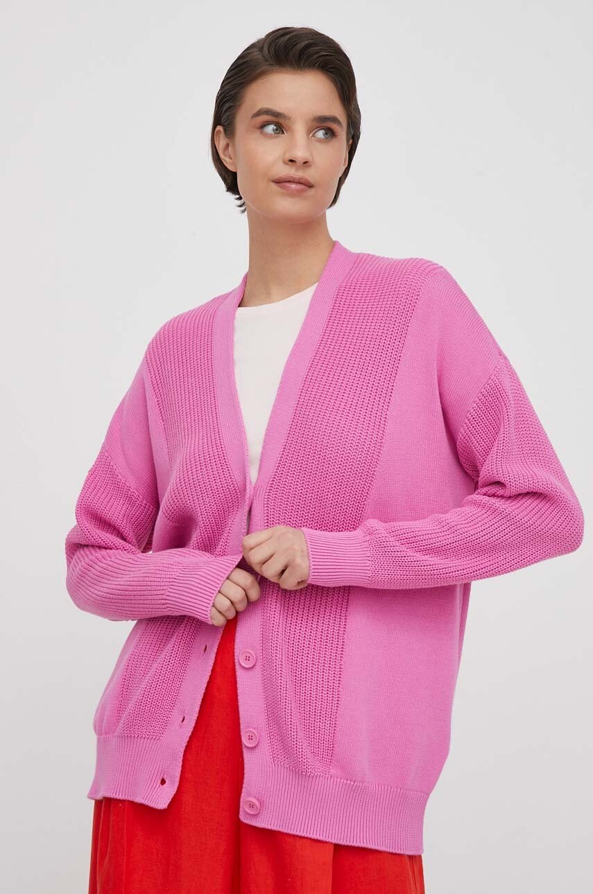 United Colors of Benetton cardigan din bumbac culoarea roz