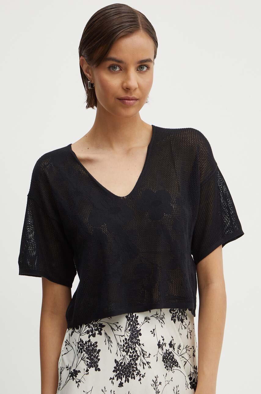 Μπλουζάκι United Colors of Benetton χρώμα: μαύρο φωτογραφία