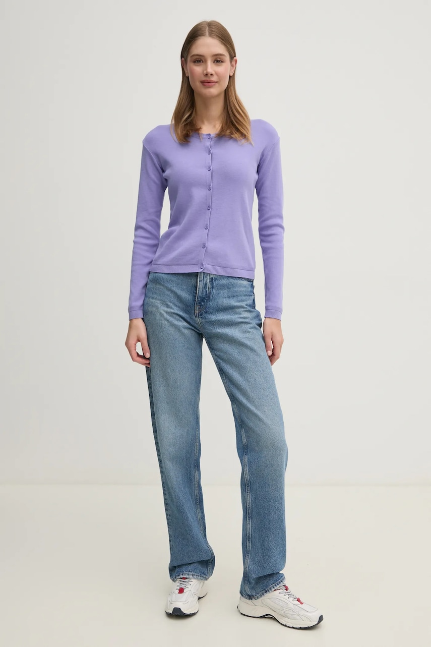 Хлопковый кардиган United Colors of Benetton цвет фиолетовый лёгкий 1091D5558 Хлопковый кардиган United Colors of Benetton цвет фиолетовый лёгкий 1091D5558