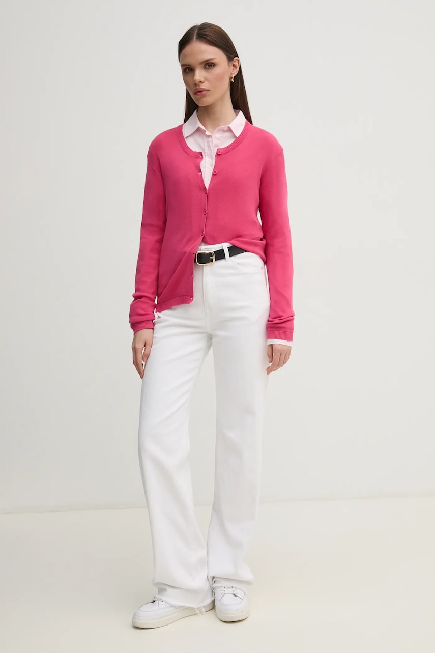 Хлопковый кардиган United Colors of Benetton цвет розовый лёгкий 1091D5558 Хлопковый кардиган United Colors of Benetton цвет розовый лёгкий 1091D5558