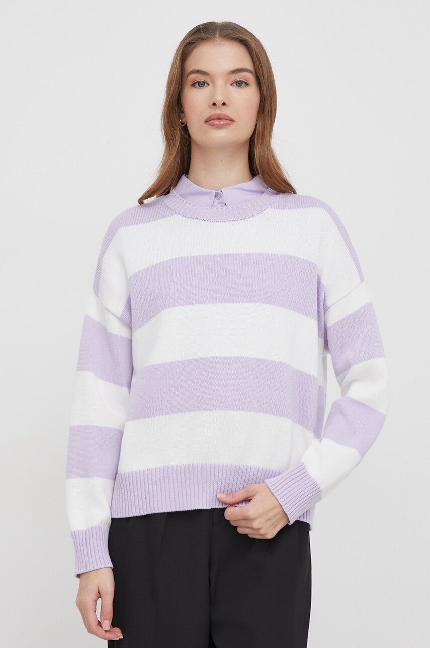 United Colors of Benetton pulover de bumbac culoarea violet