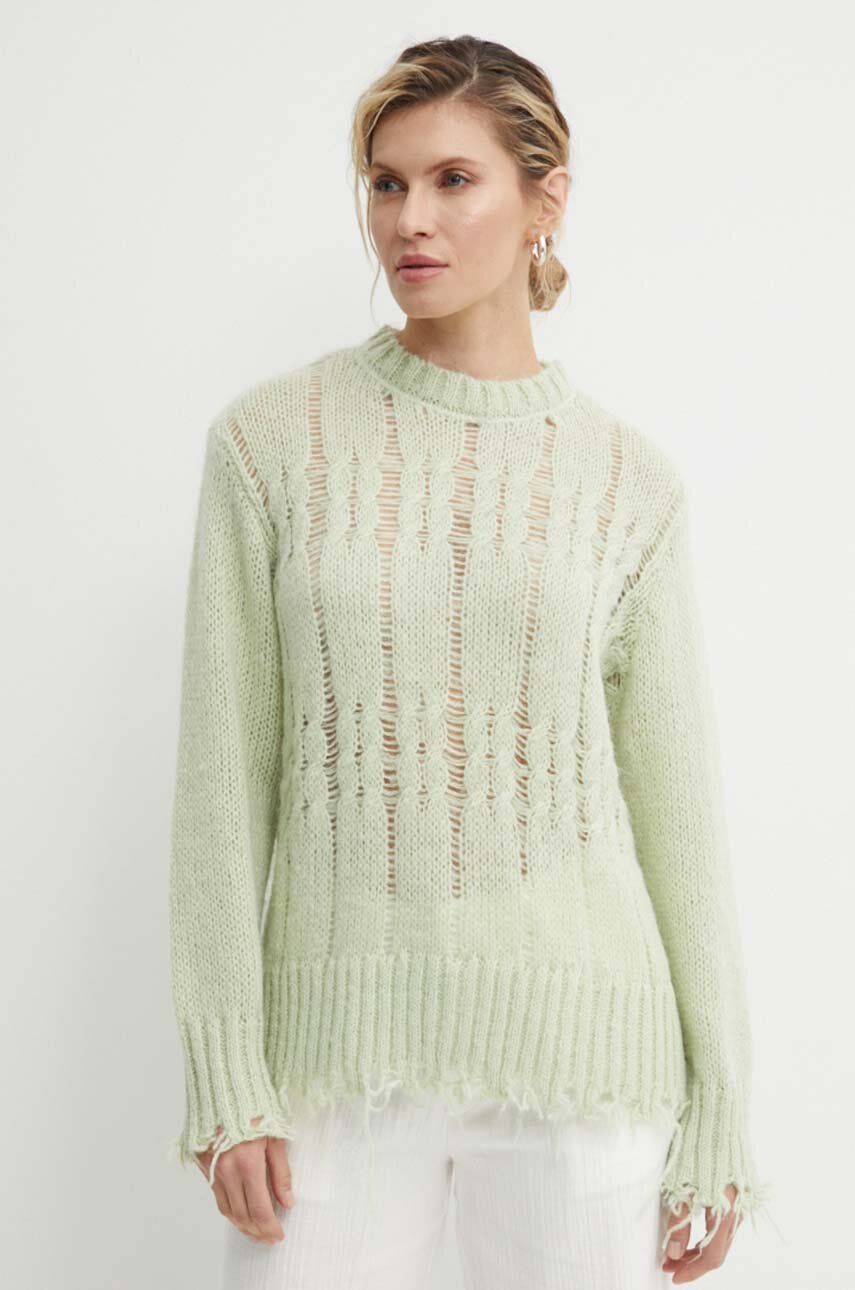 Résumé pulover din amestec de lana AnnoraRS Knit Pullover femei, culoarea verde, 20321113