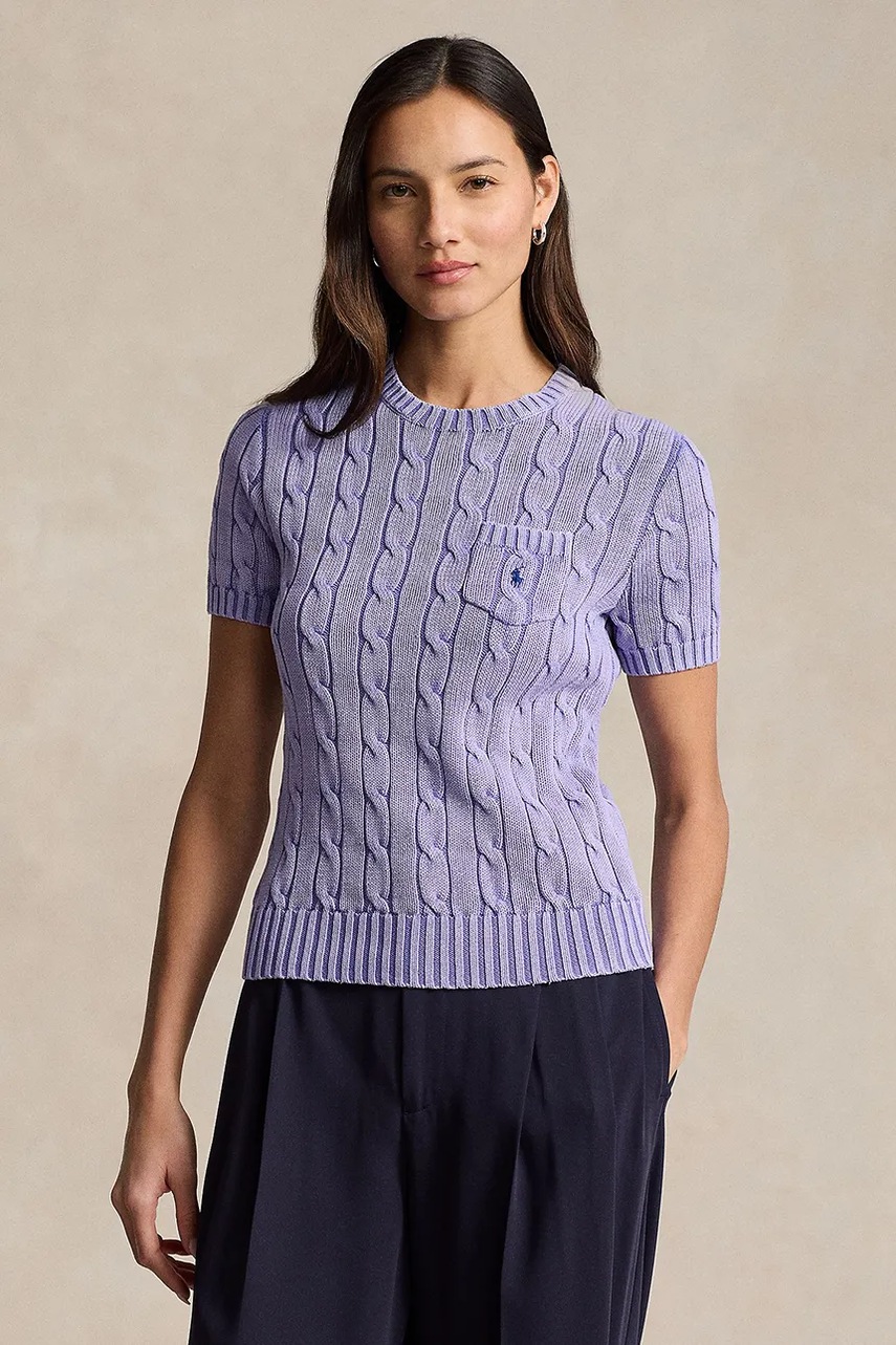 

Памучен пуловер Polo Ralph Lauren в лилаво 211935306, Виолетов