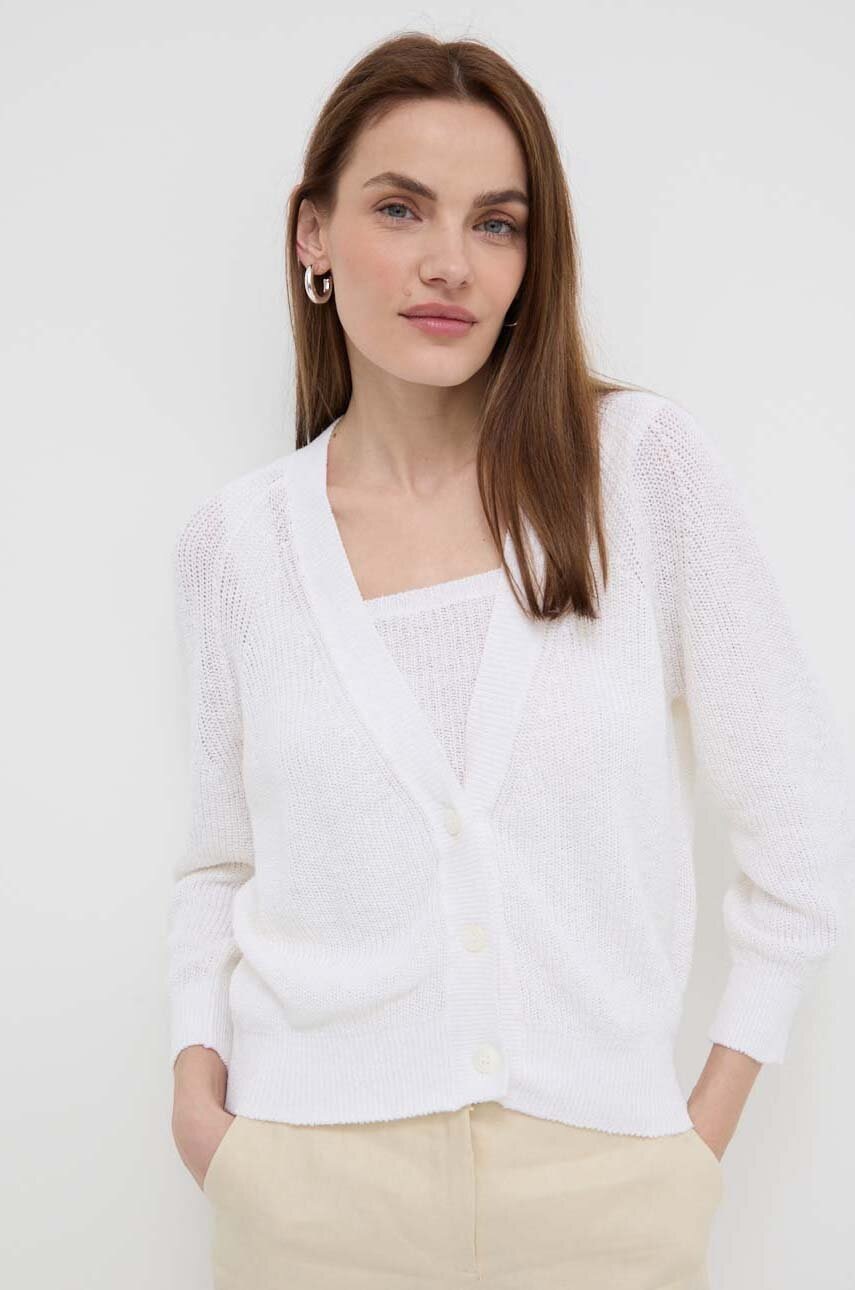 Max Mara Leisure cardigan și top culoarea alb, light