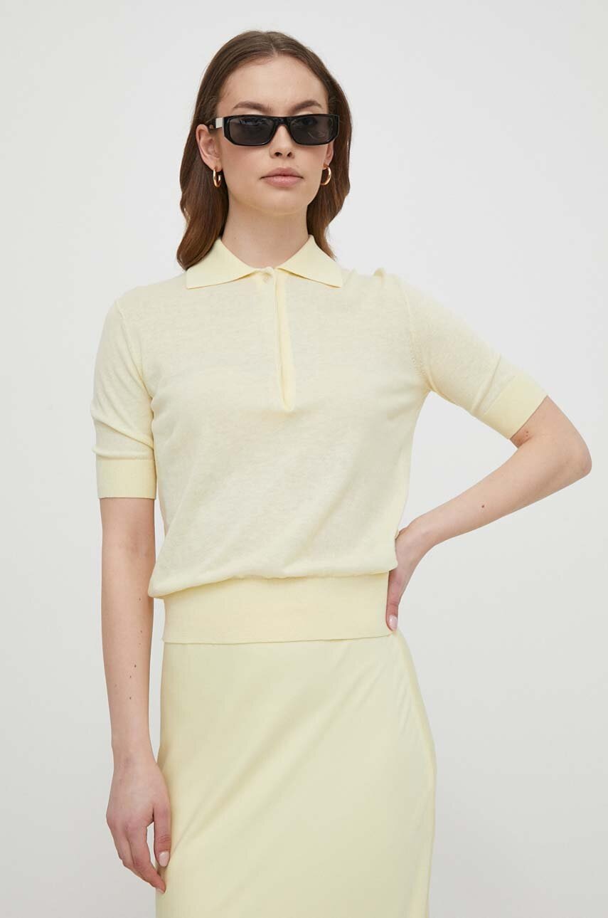

Тениска с яка коприна Calvin Klein в жълто K20K206915, Жълт