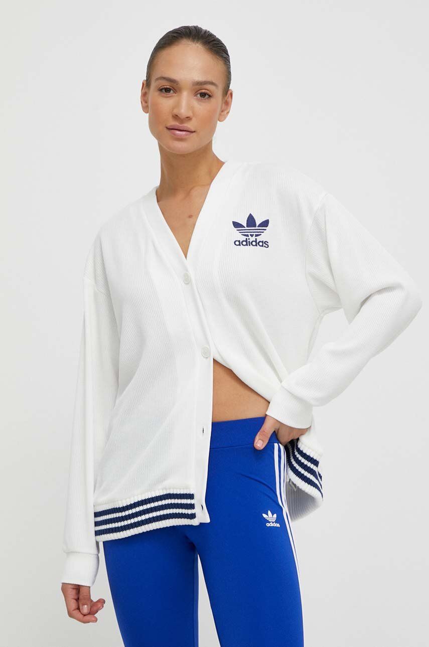 adidas Originals cardigan femei, culoarea alb, IT9829