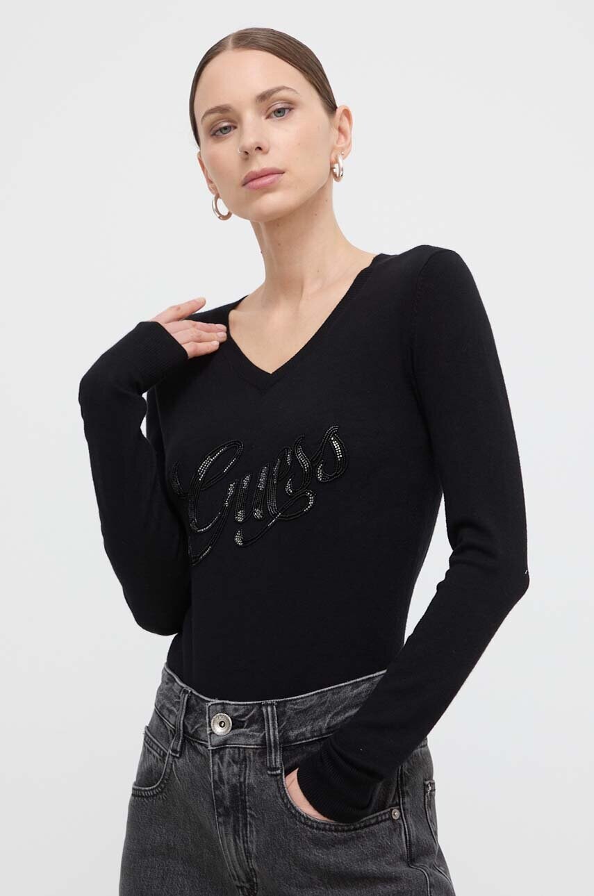 

Пуловер Guess MYLA дамски в черно от лека материя W4GR25 Z2NQ2, Черен