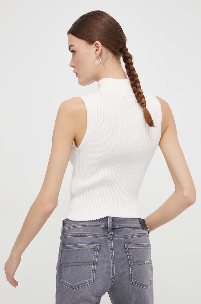 Top Tommy Jeans χρώμα: μπεζ φωτογραφία