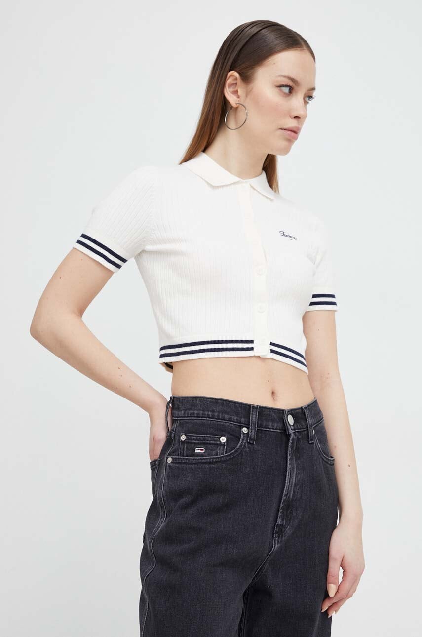Tommy Jeans tricou femei, culoarea bej DW0DW17761 Tommy Jeans tricou femei, culoarea bej DW0DW17761