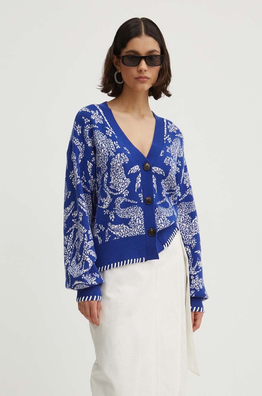 

Жилетка Never Fully Dressed Mosaic Cardi в синьо от лека материя NFDKN440, Син