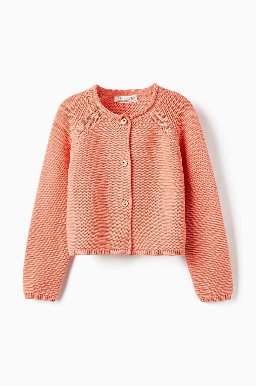 E-shop Dětský bavlněný kardigan zippy oranžová barva, lehký