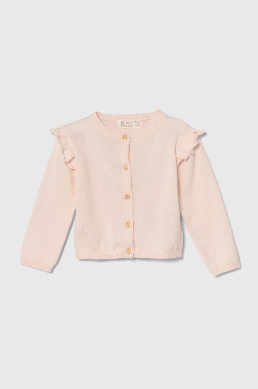 zippy cardigan din bumbac pentru bebeluși culoarea roz, light