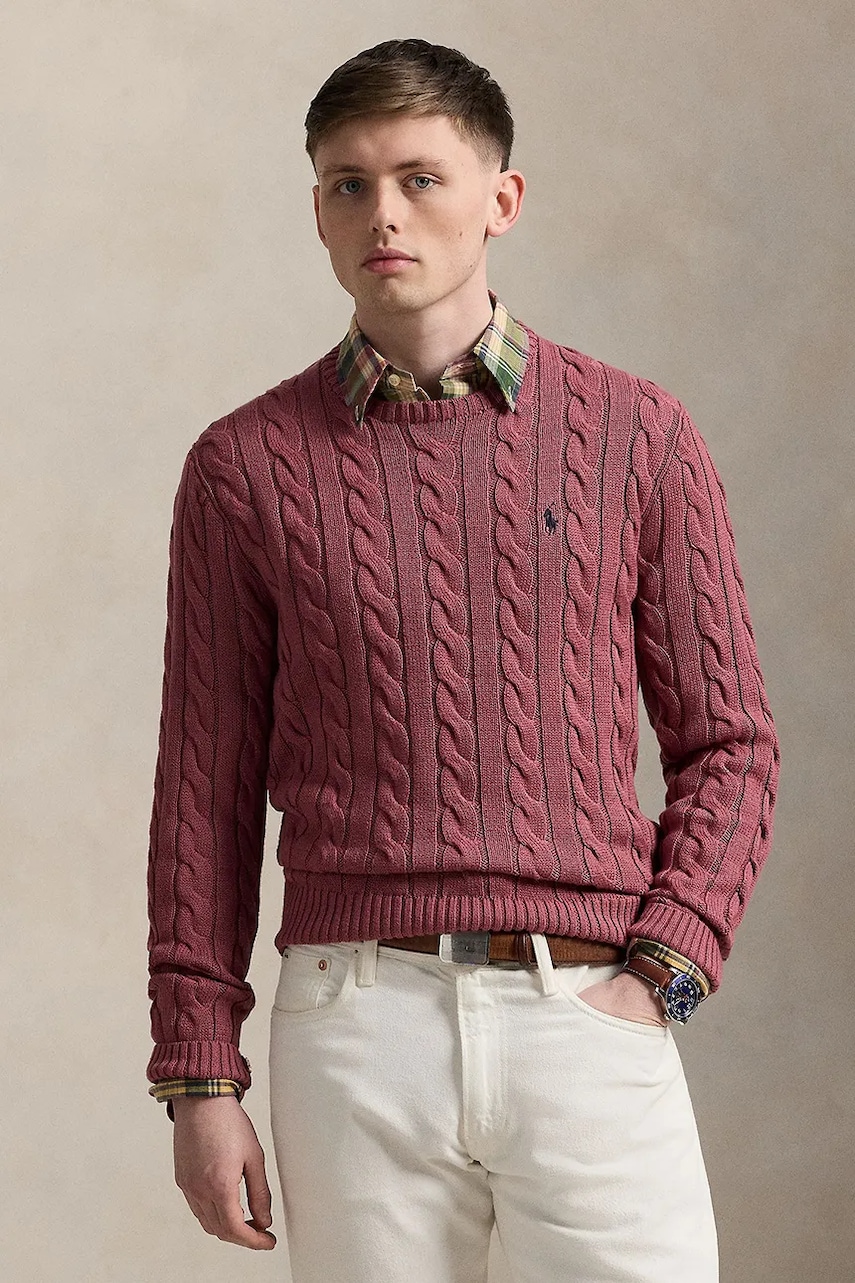 

Памучен пуловер Polo Ralph Lauren в бежово 710775885, Червен