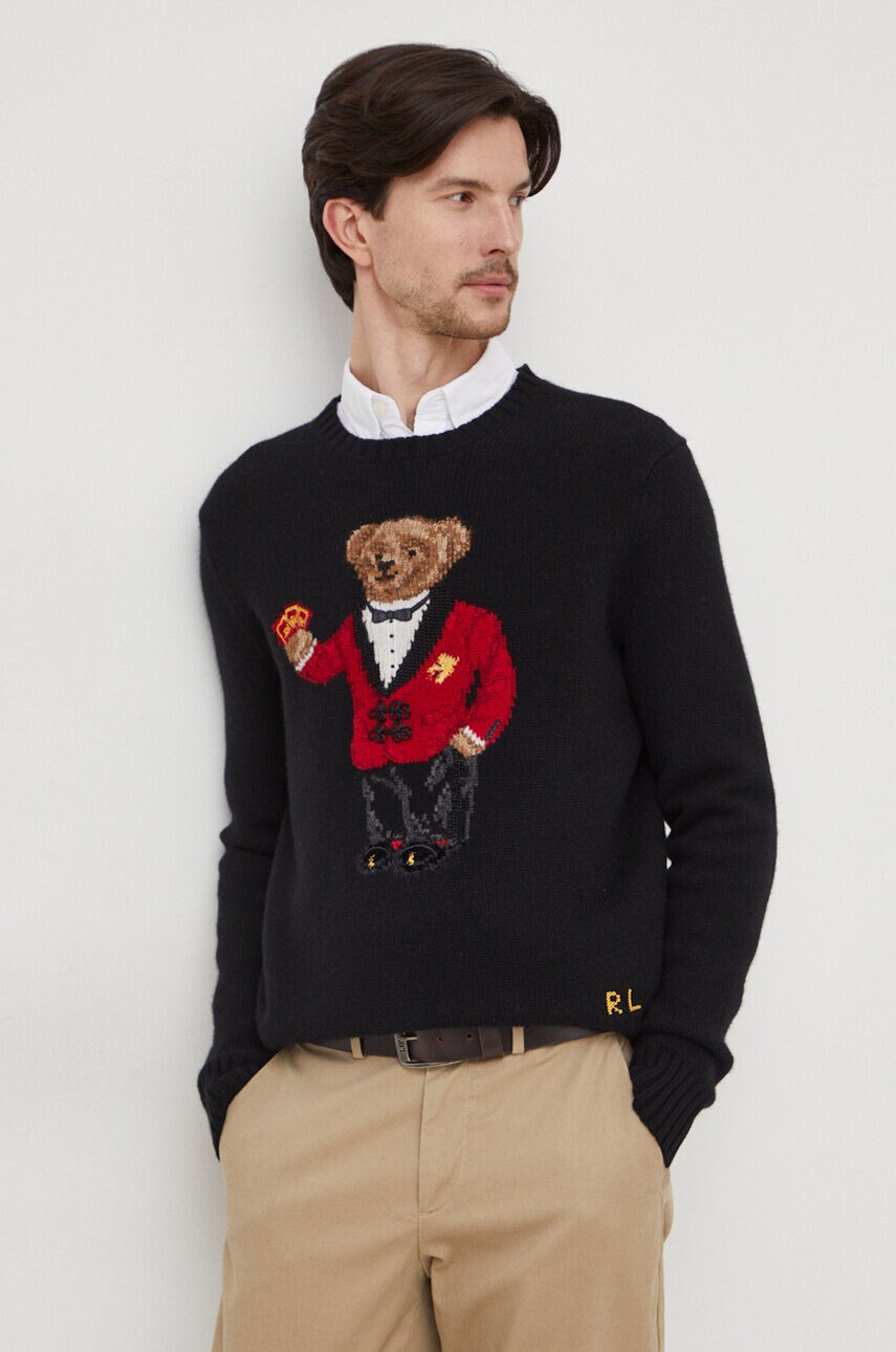 

Шерстяной свитер Polo Ralph Lauren мужской цвет чёрный