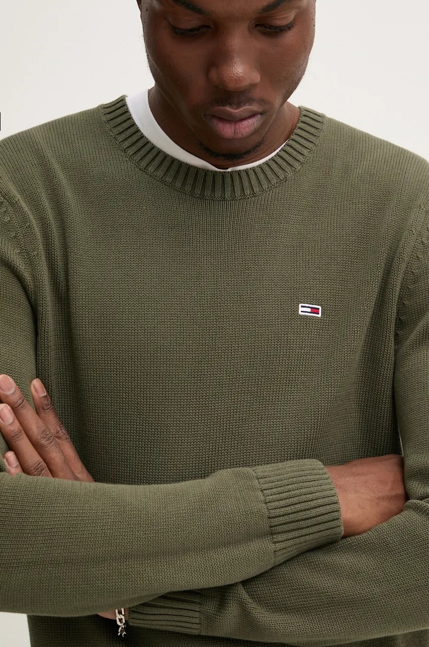 

Памучен пуловер Tommy Jeans в зелено, Зелен