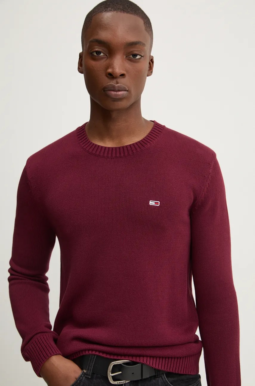 

Памучен пуловер Tommy Jeans в тъмносиньо DM0DM18370, Бордо