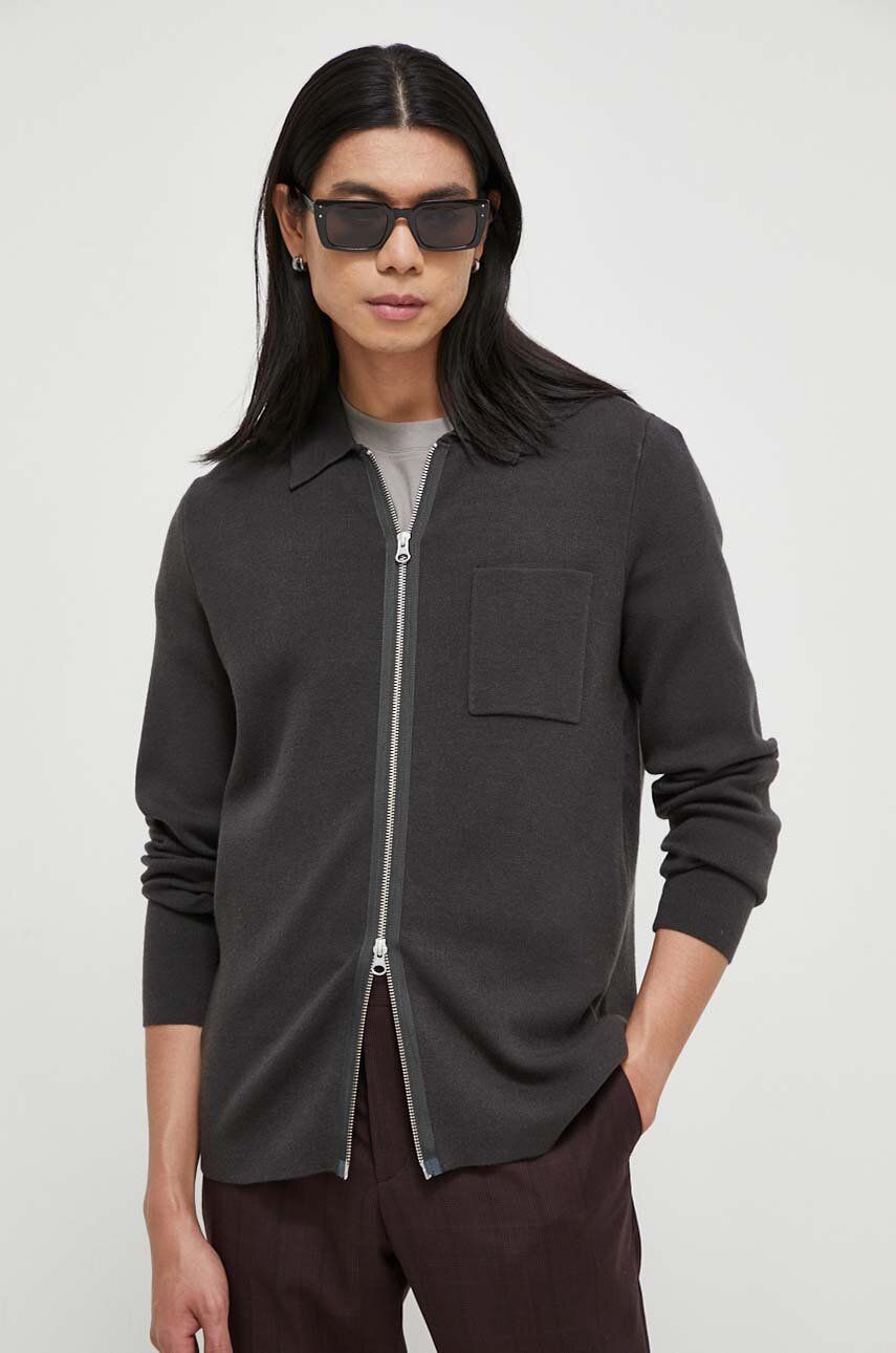 Samsoe Samsoe cardigan barbati, culoarea gri