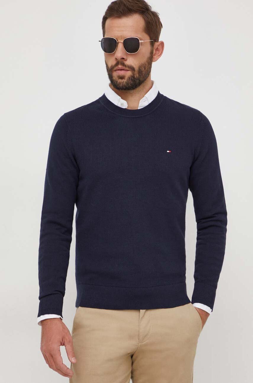 

Хлопковый свитер Tommy Hilfiger цвет синий лёгкий