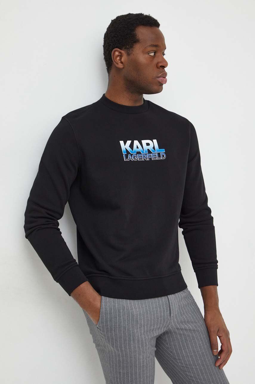 Karl Lagerfeld bluză bărbați, culoarea negru, cu imprimeu 541900.705405
