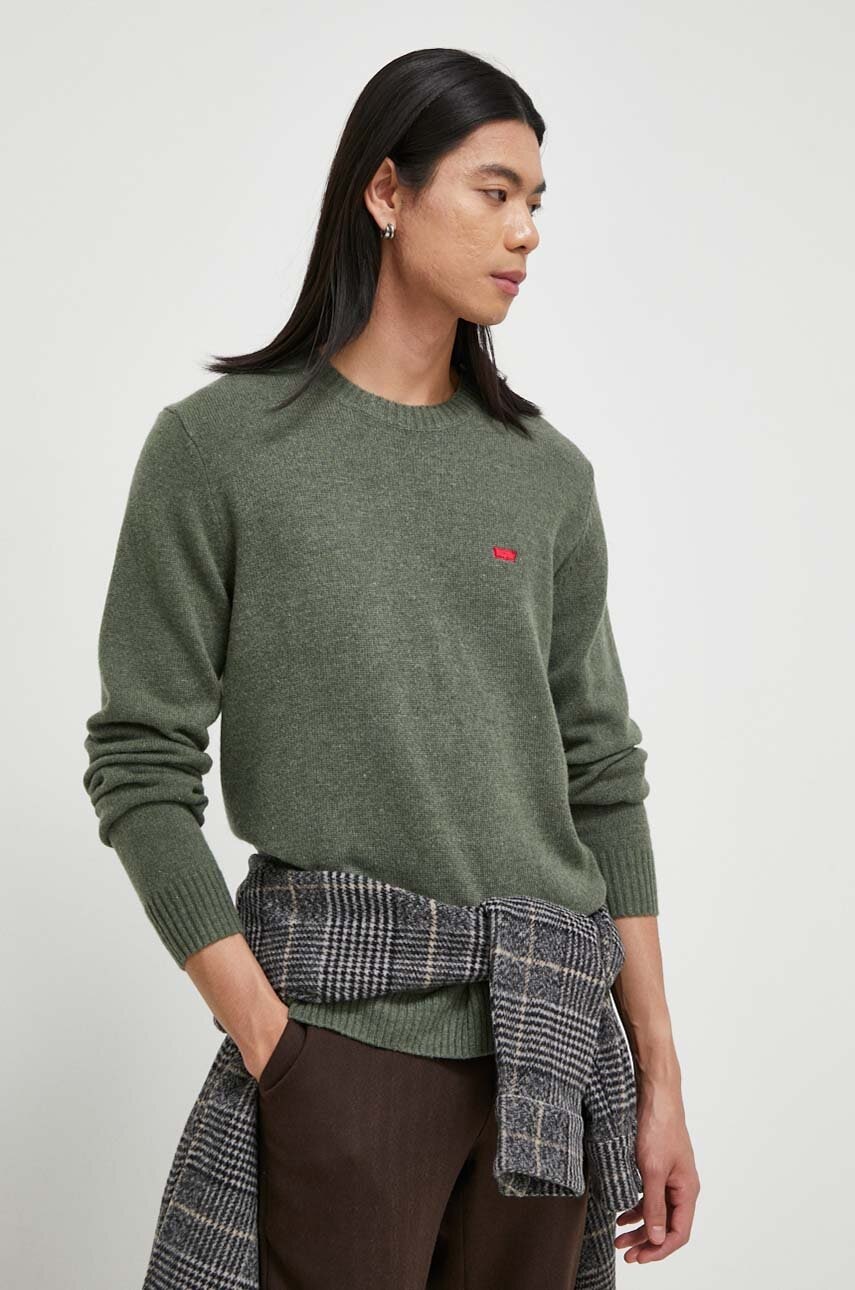 Levi's pulover de lana barbati, culoarea verde, light Levi's pulover de lana barbati, culoarea verde, light
