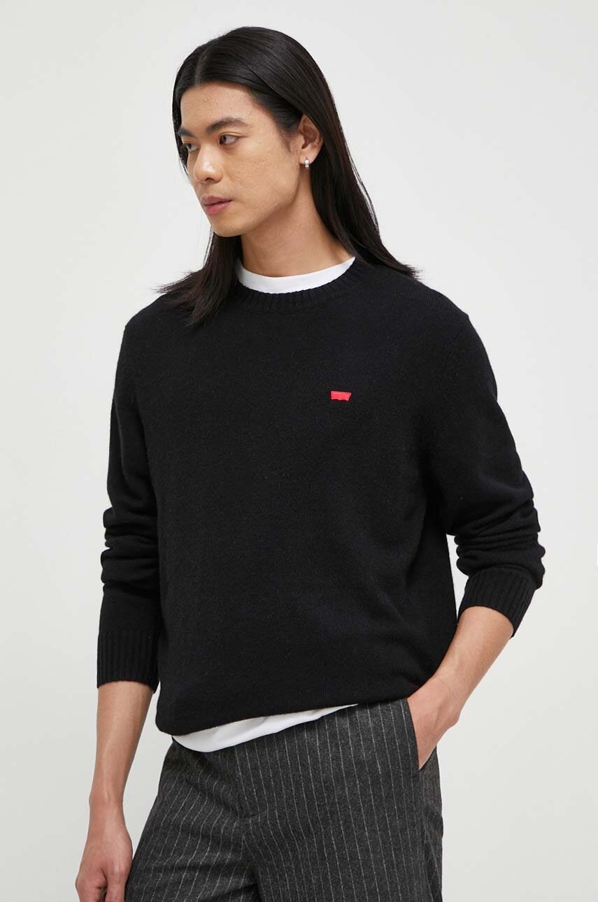 Levi's pulover de lana barbati, culoarea negru, light Levi's pulover de lana barbati, culoarea negru, light