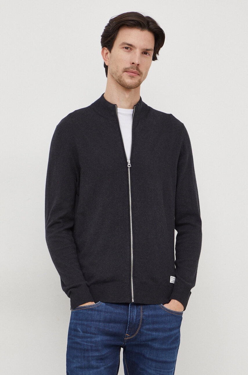 Pepe Jeans cardigan din amestec de lana Malcom culoarea gri