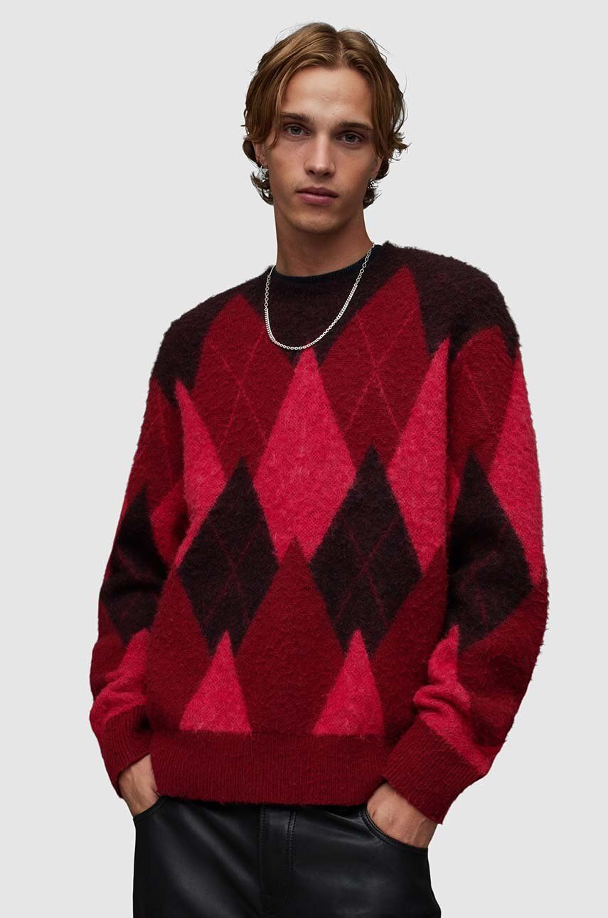 AllSaints pulover de lana Harley barbati, culoarea rosu, călduros