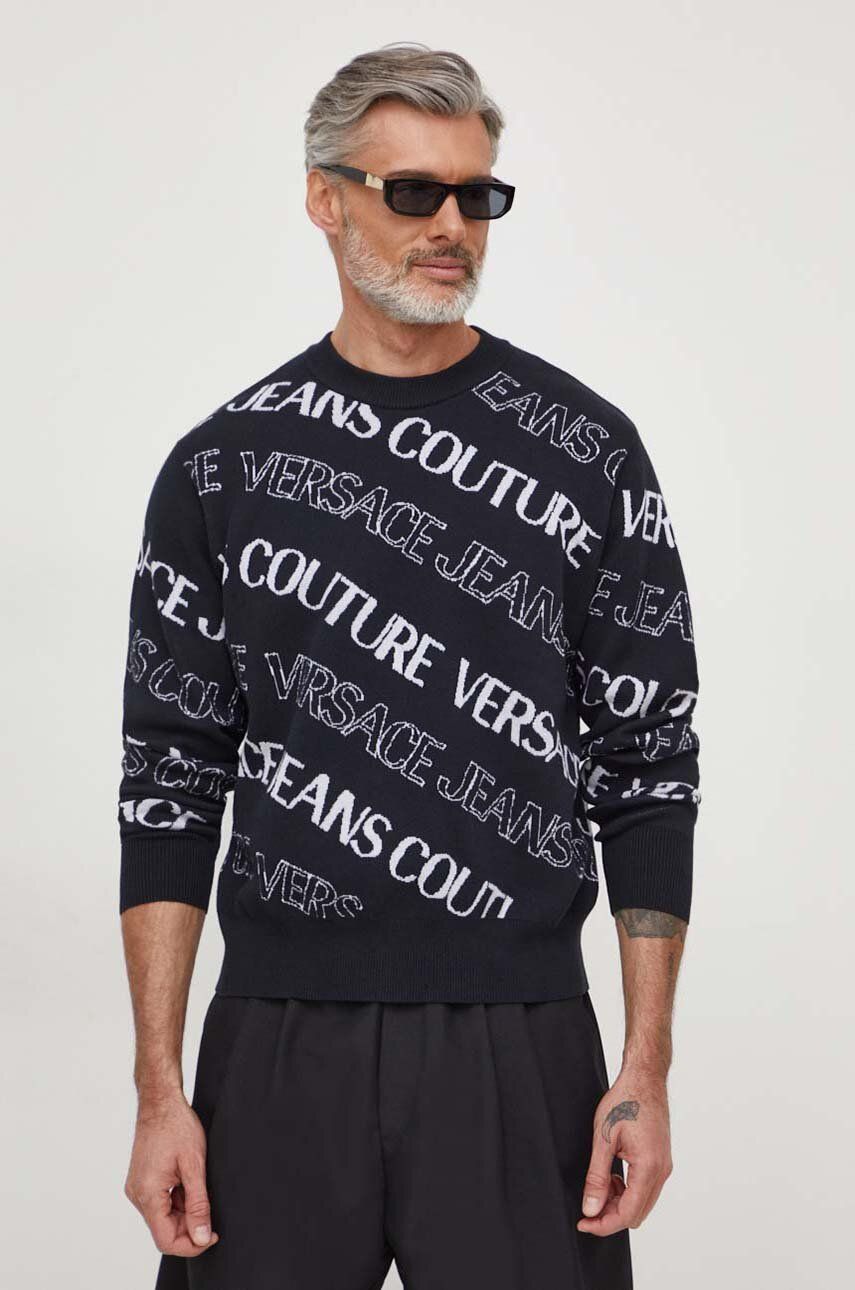 Levně Svetr Versace Jeans Couture pánský, černá barva, lehký, 76GAFM50 CMN35