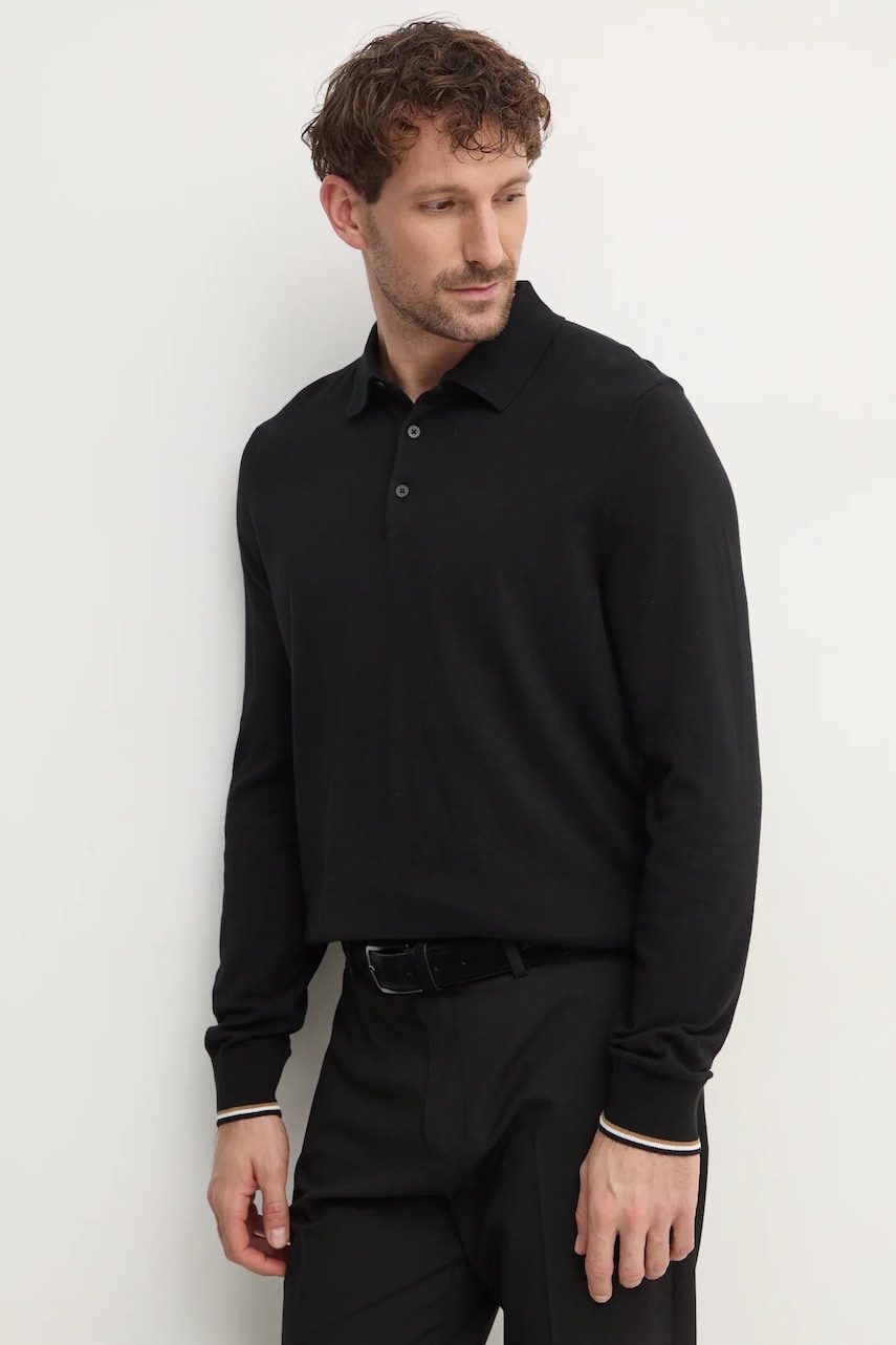 BOSS pulover de bumbac culoarea negru, light, 50506025 BOSS pulover de bumbac culoarea negru, light, 50506025