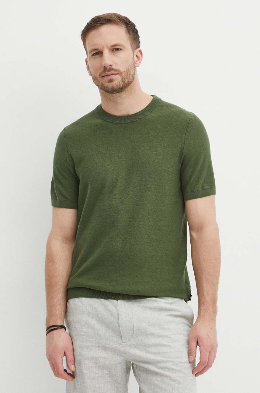 BOSS tricou bărbați, culoarea verde, uni, 50511762