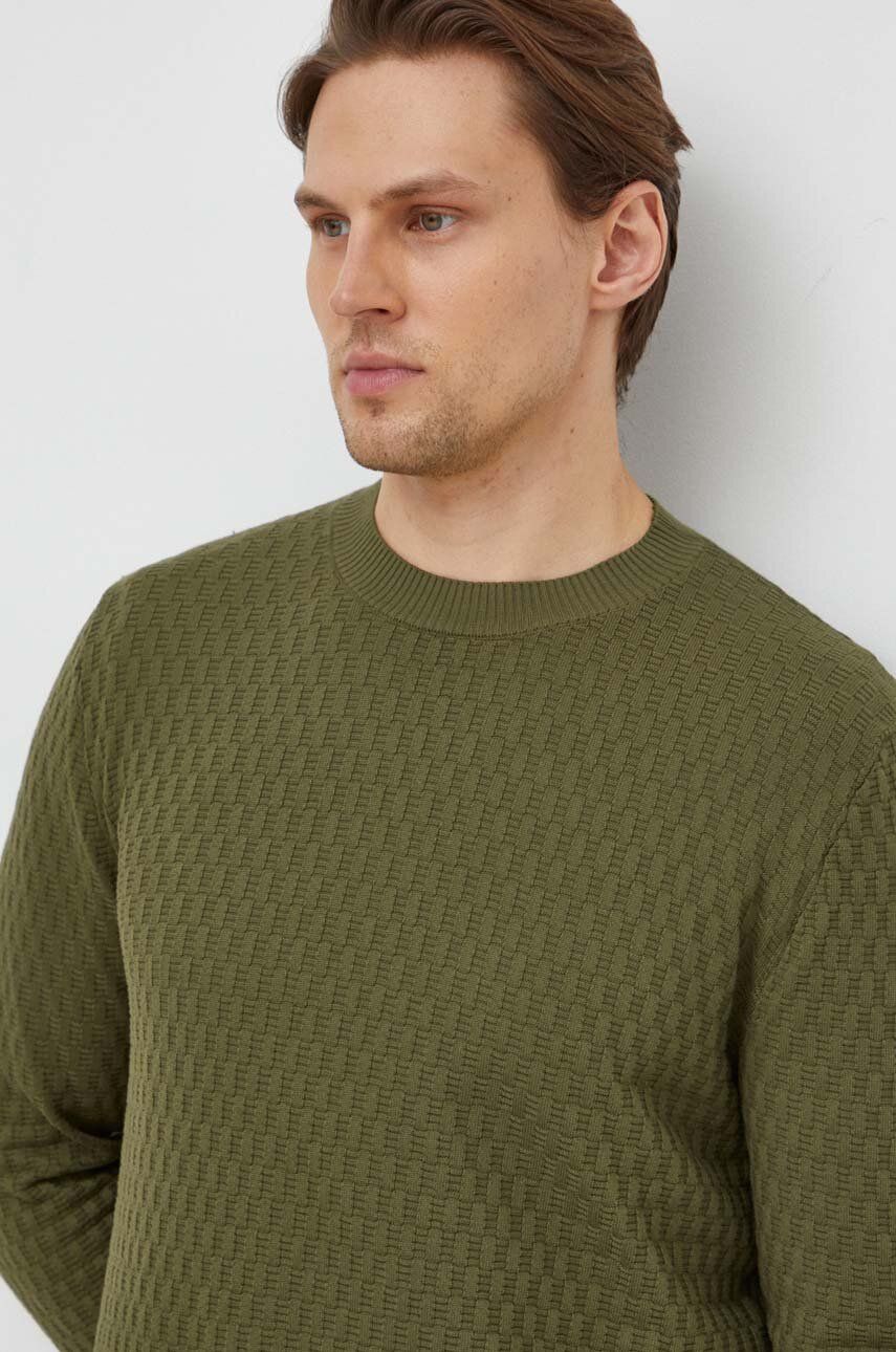 Bavlněný svetr Sisley zelená barva, lehký