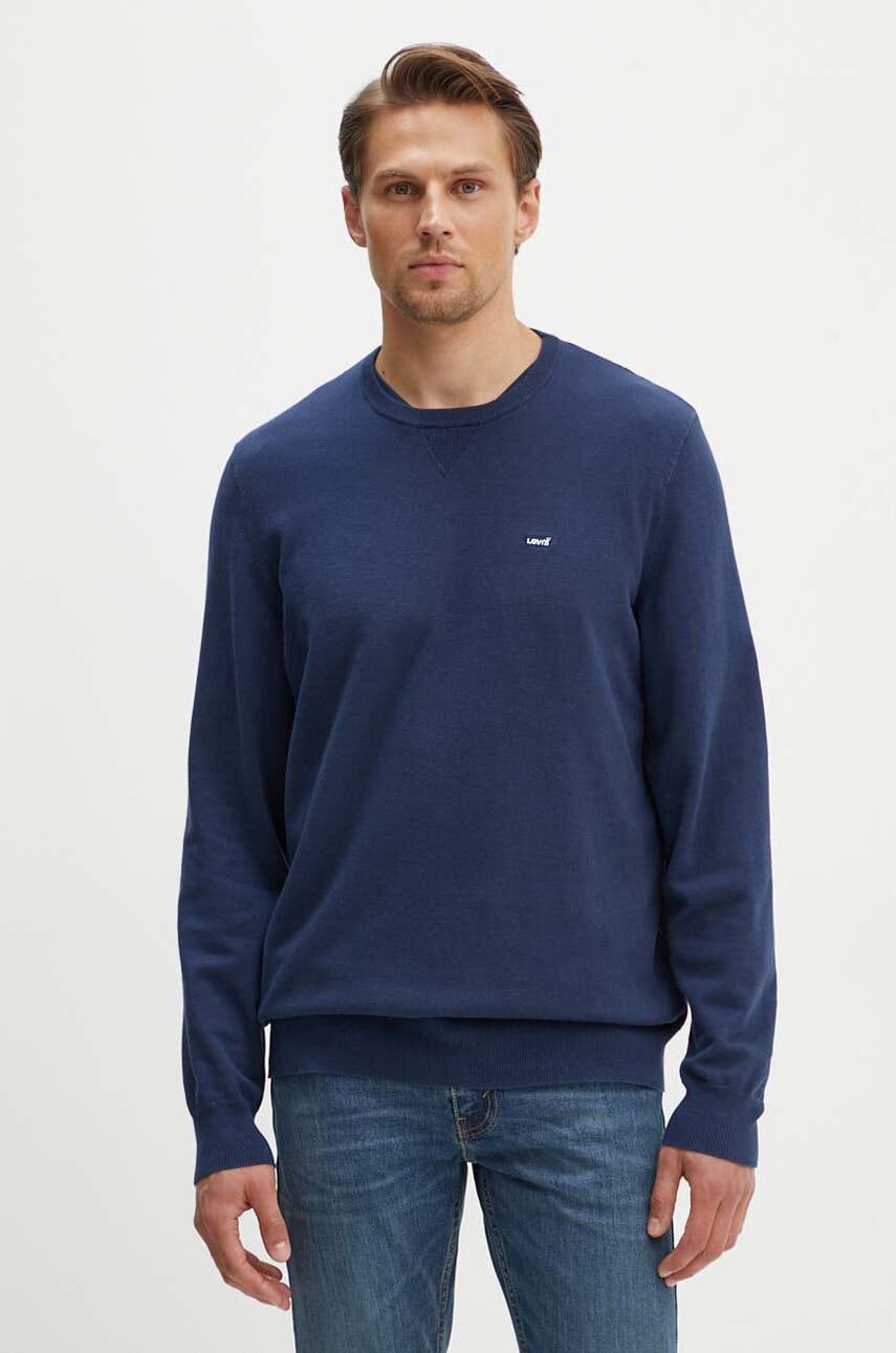 Levi's pulover barbati, culoarea albastru marin, light, cu guler Levi's pulover barbati, culoarea albastru marin, light, cu guler