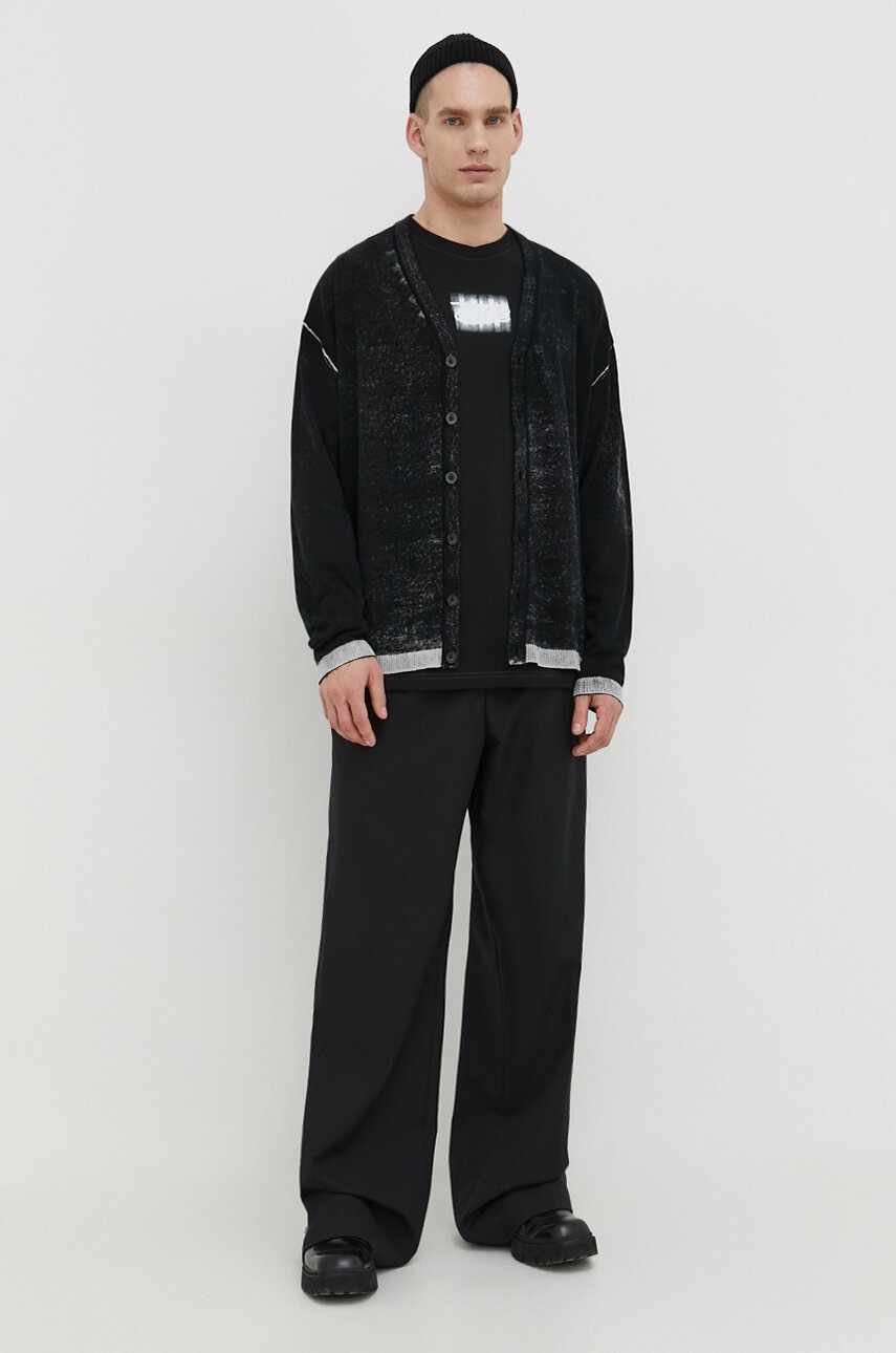 Βαμβακερή ζακέτα Diesel χρώμα: μαύρο φωτογραφία
