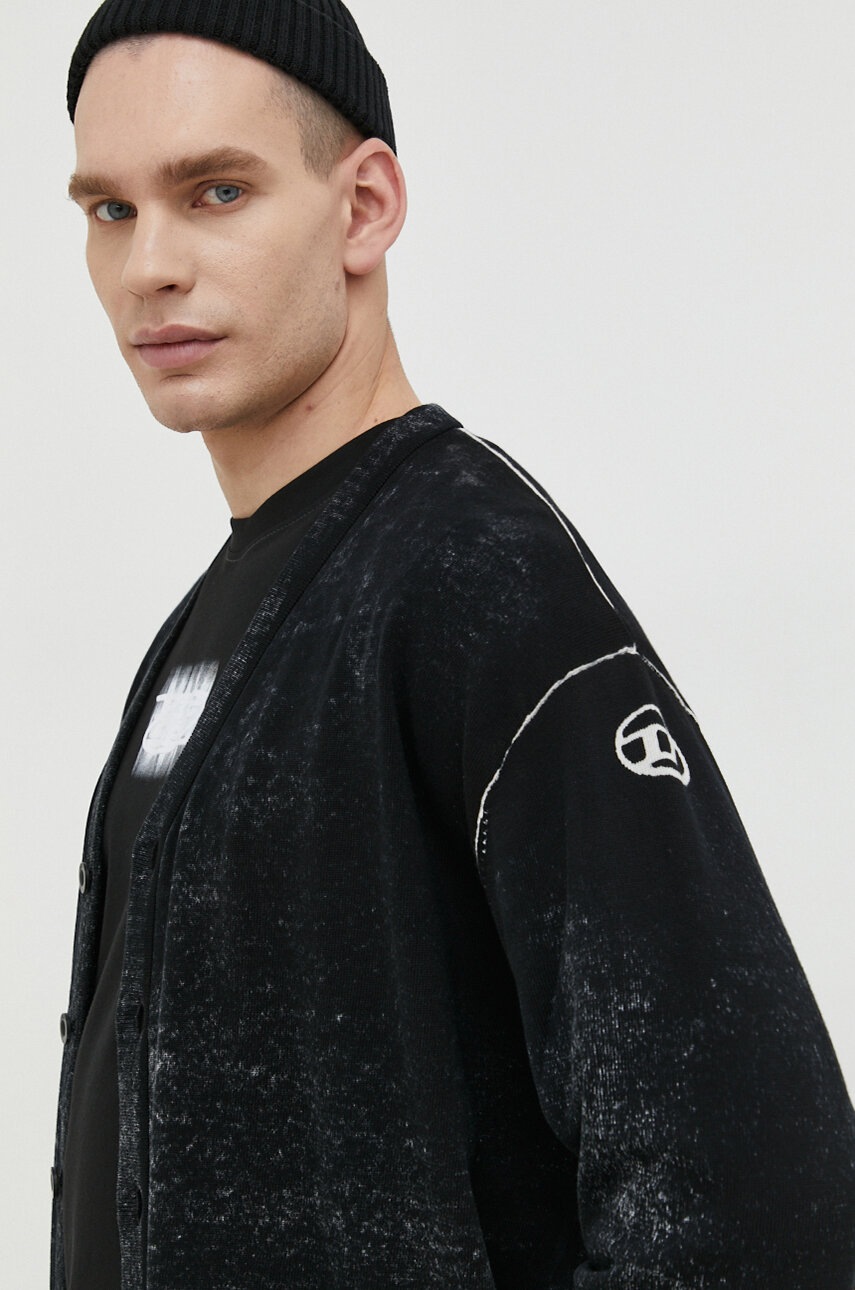 Βαμβακερή ζακέτα Diesel χρώμα: μαύρο φωτογραφία