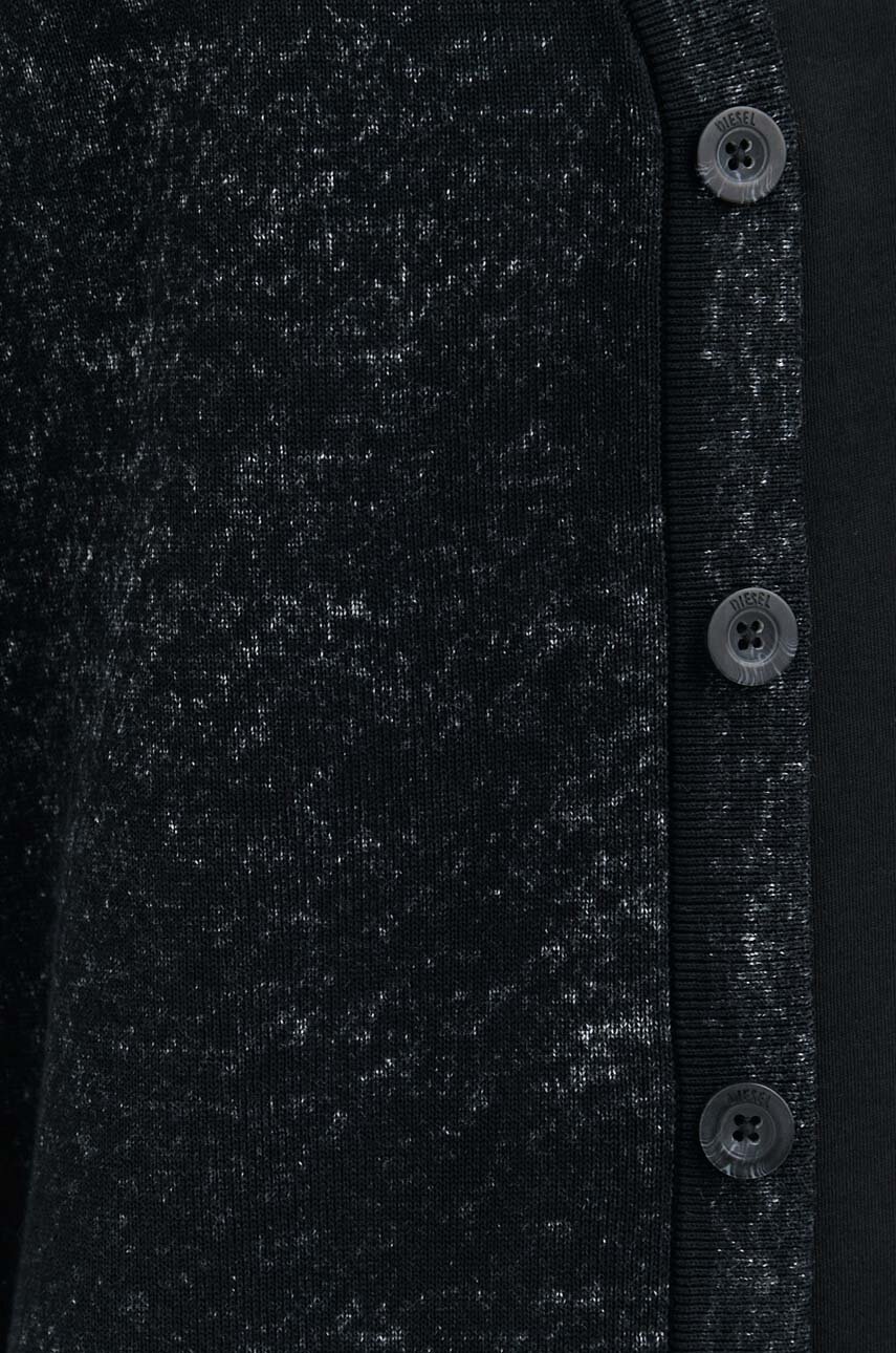 Βαμβακερή ζακέτα Diesel χρώμα: μαύρο φωτογραφία