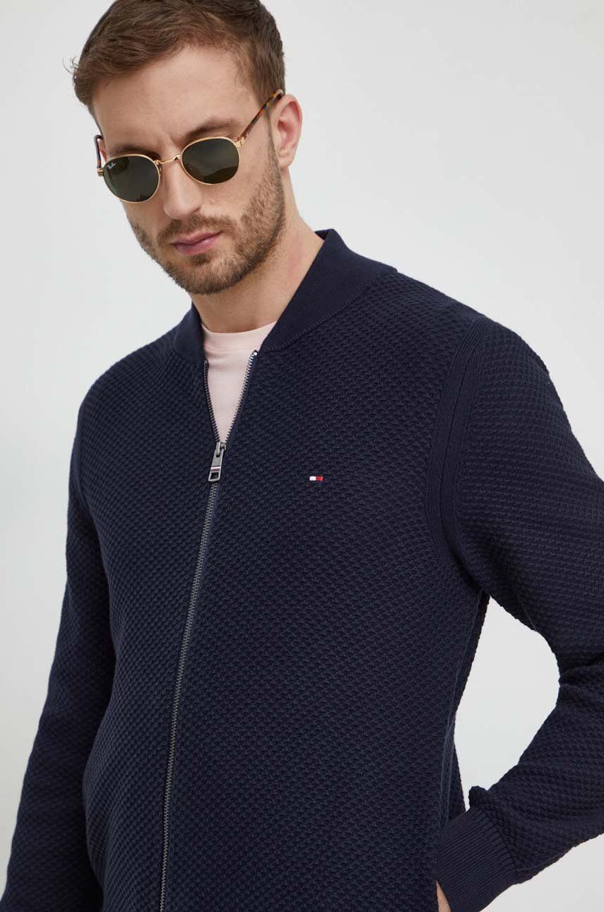 Levně Bavlněný kardigan Tommy Hilfiger tmavomodrá barva