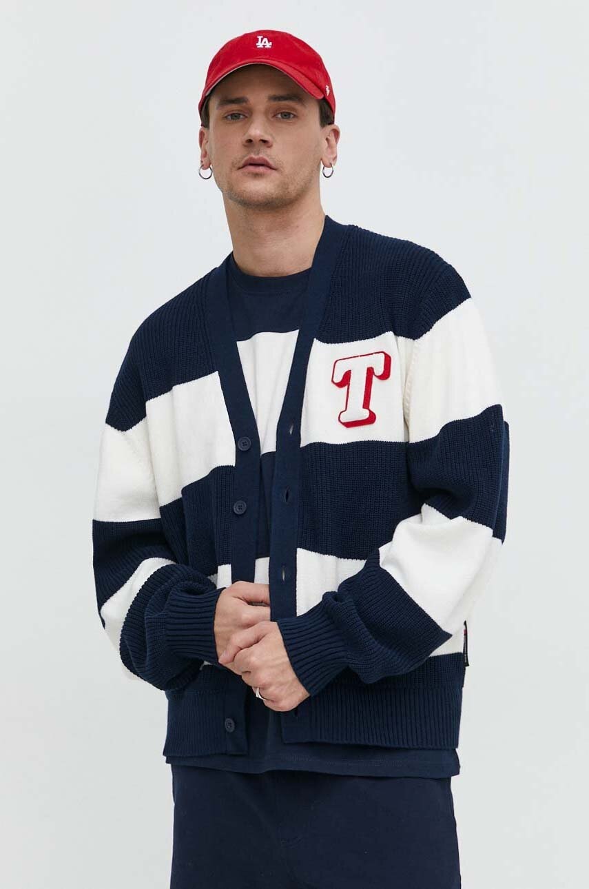 Levně Kardigan Tommy Jeans pánský, tmavomodrá barva