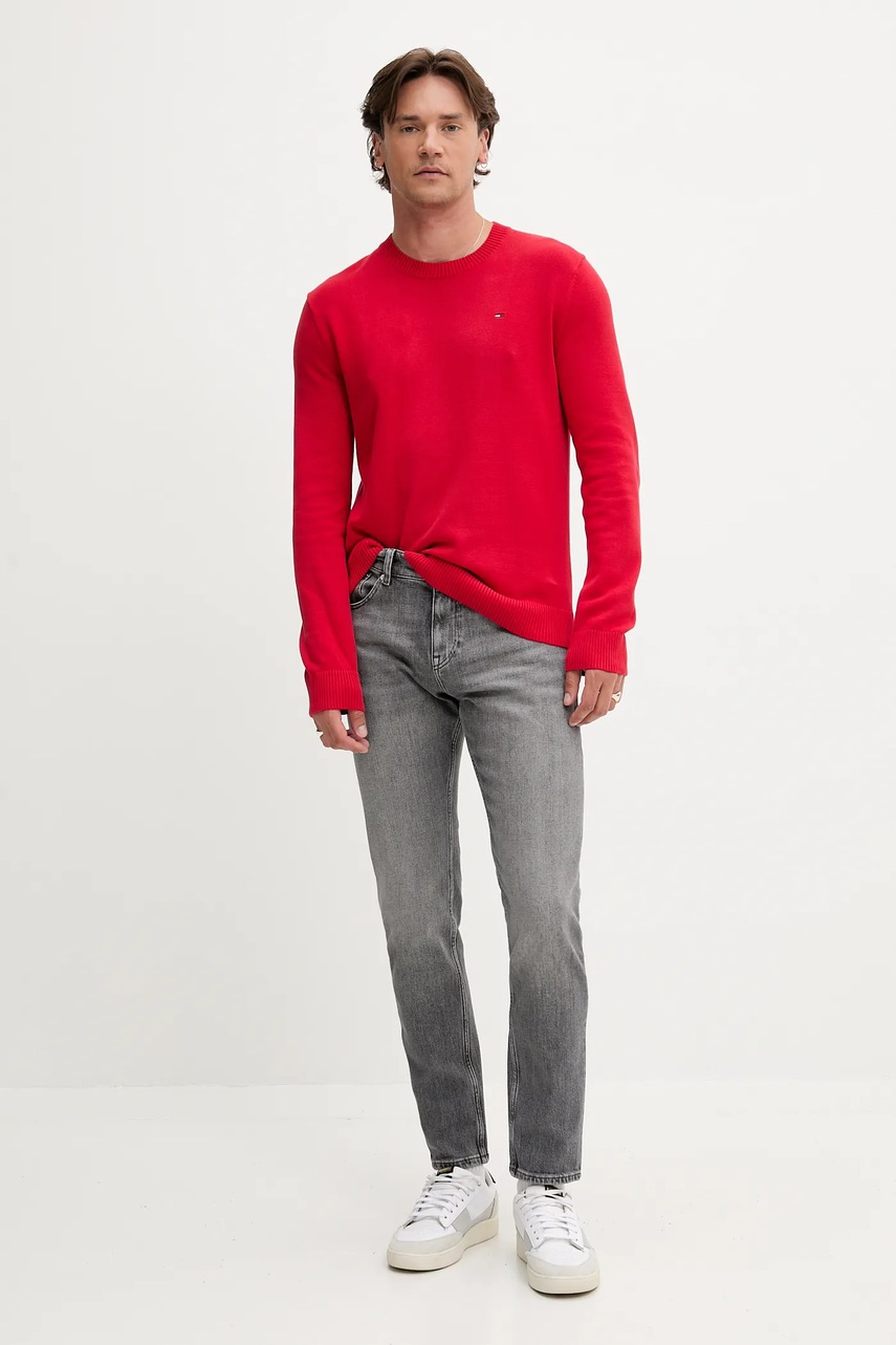 Хлопковый свитер Tommy Jeans цвет бордовый  DM0DM18895