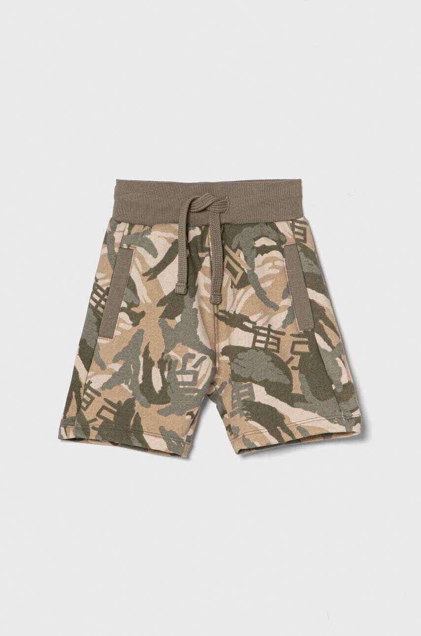 Levně Dětské bavlněné šortky Guess zelená barva, nastavitelný pas
