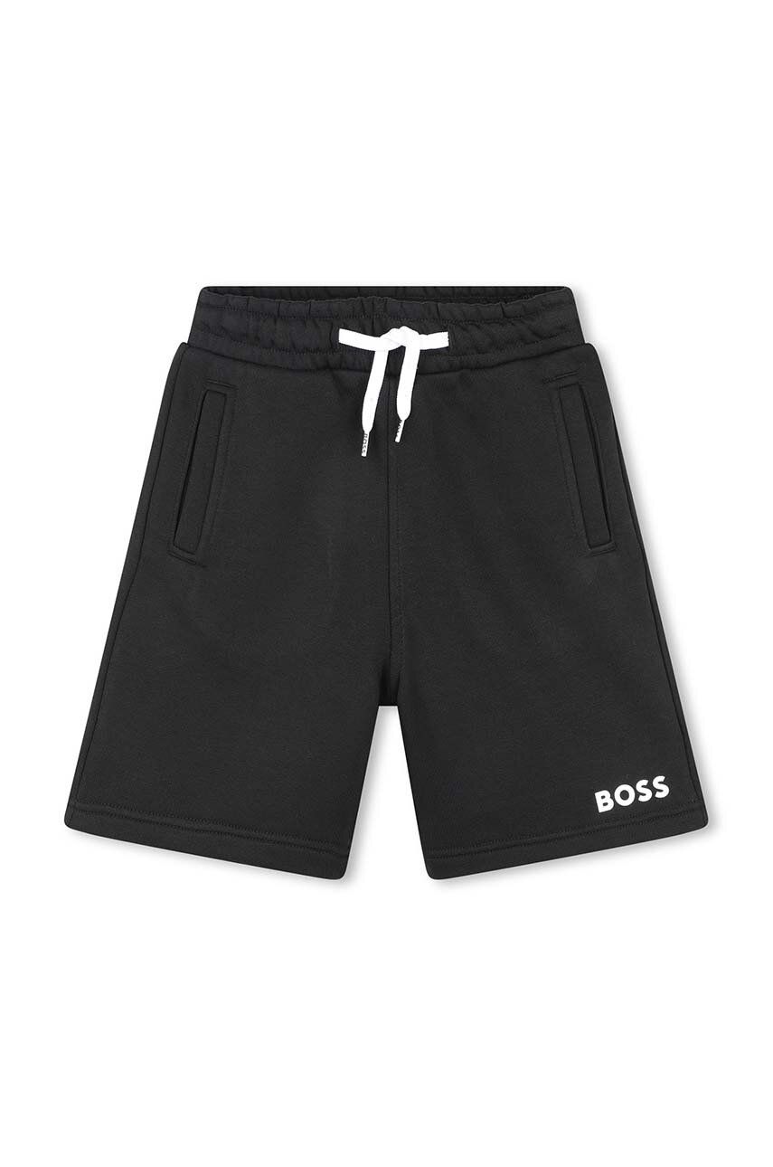 BOSS pantaloni scurti copii culoarea negru, talie reglabila