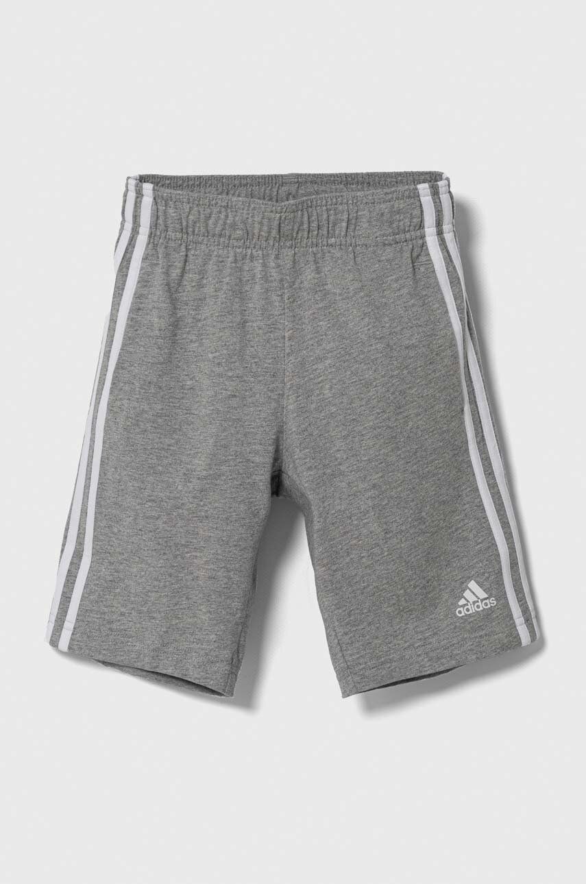 adidas pantaloni scurți din bumbac pentru copii culoarea gri, talie reglabila