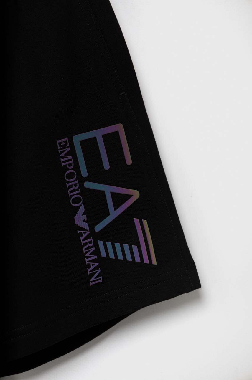 Детские хлопковые шорты EA7 Emporio Armani цвет чёрный регулируемая талия