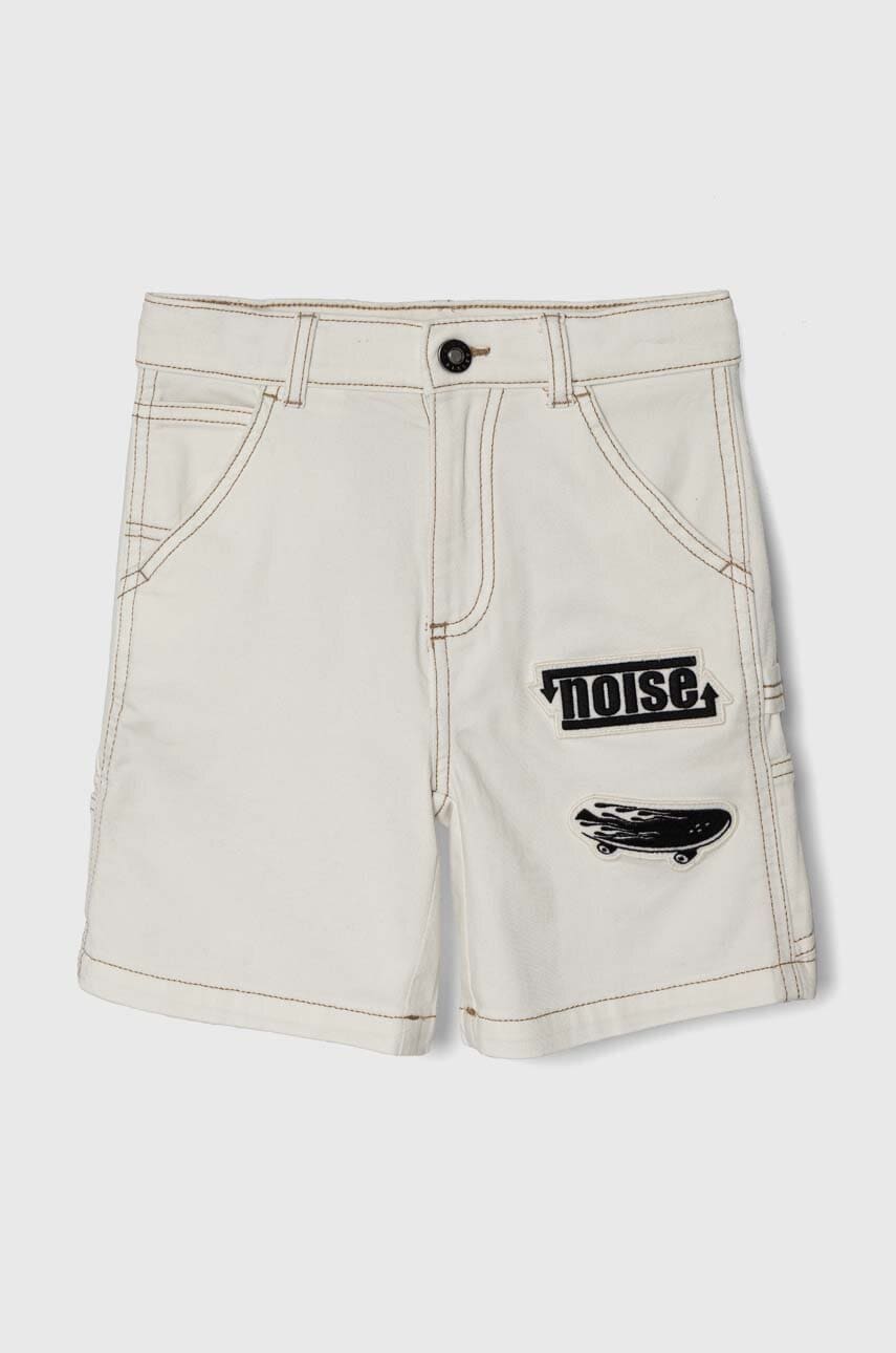 Sisley pantaloni scurti din denim pentru copii culoarea alb, talie reglabila